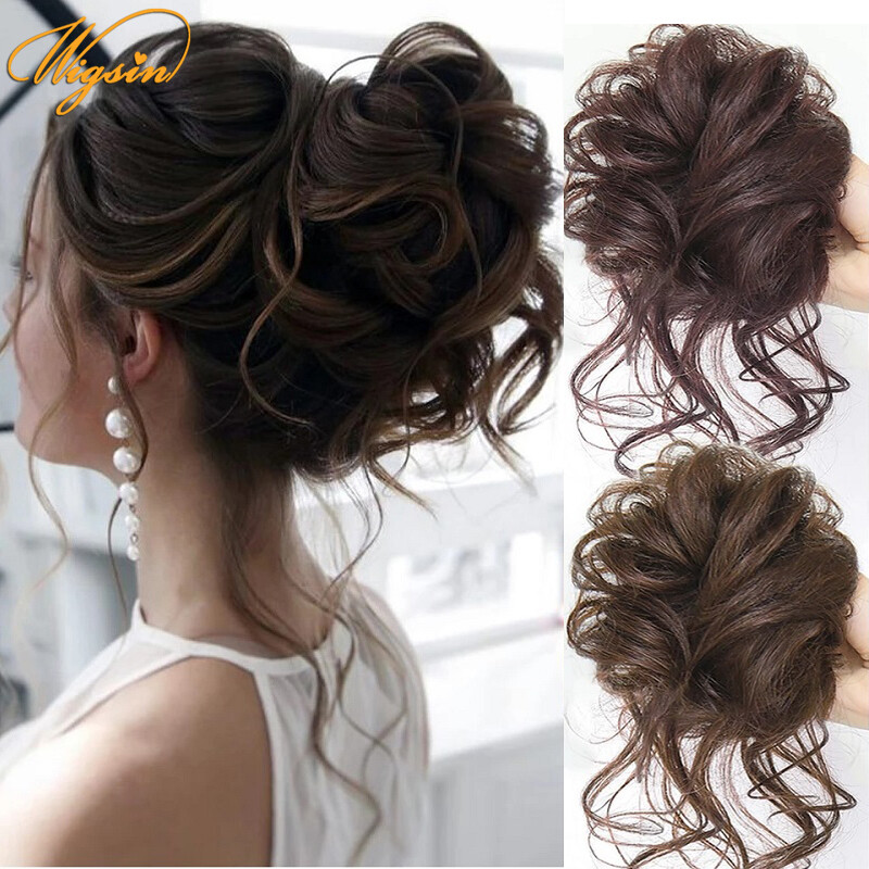 Búi Tóc Xoăn Rối Nhân Tạo Búi Tóc Búi Tóc Búi Tóc Giả Màu Nâu Đen Cho Nữ