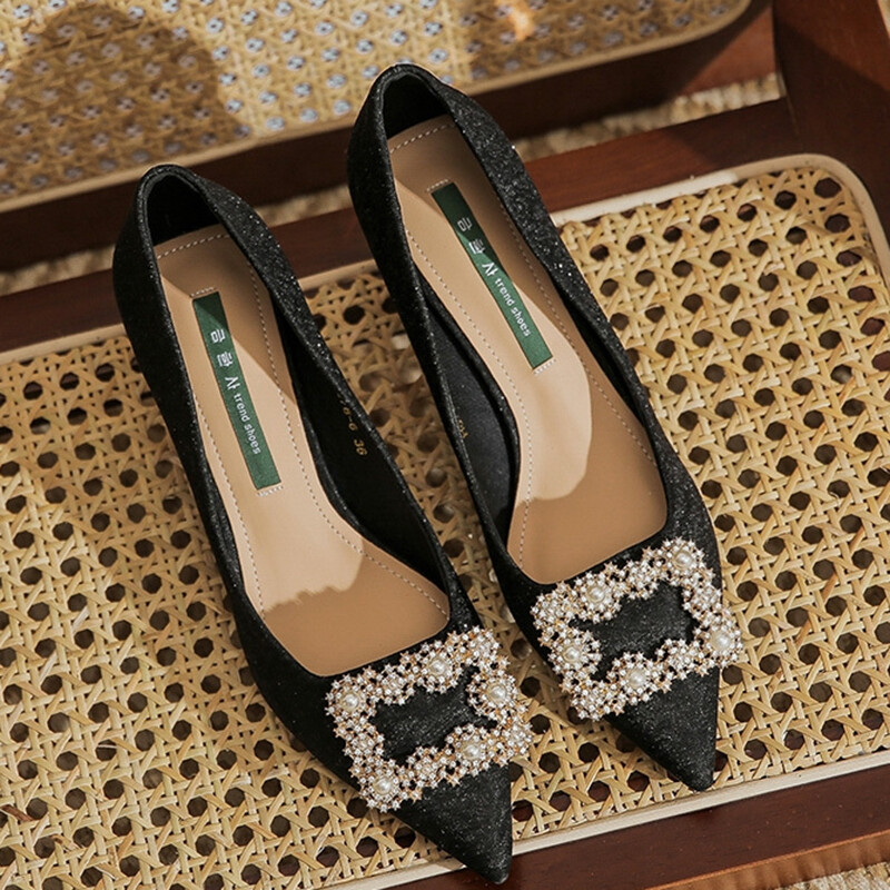 IELGY women's high heels Korean style pointed toe single shoes