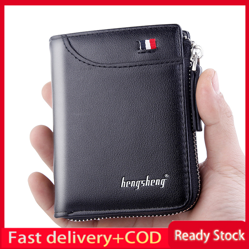 Nam ngắn ví có khóa kéo, chất lượng cao cấp RFID Ví bảo vệ khỏi trộm cắp Nam PU mềm ví gập đôi da