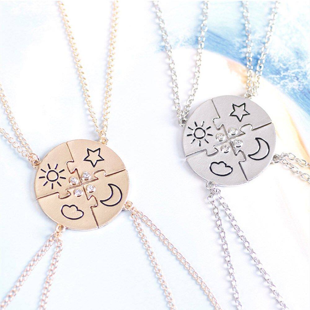 4 Personalized Heart Puzzle Necklace Set Four Piece Heart - Etsy