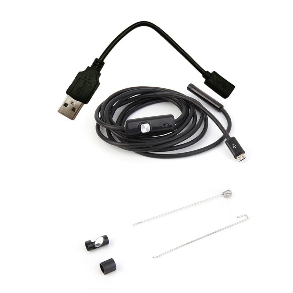 【Big-Sales】 greentag mall Cáp Cứng Ống Kính HD 2M/7Mm Chống Nước Camera Kiểm Tra USB Mini Hình Rắn Với 6 Đèn LED Kính Ngắm Cho Điện Thoại Máy Vi Tính