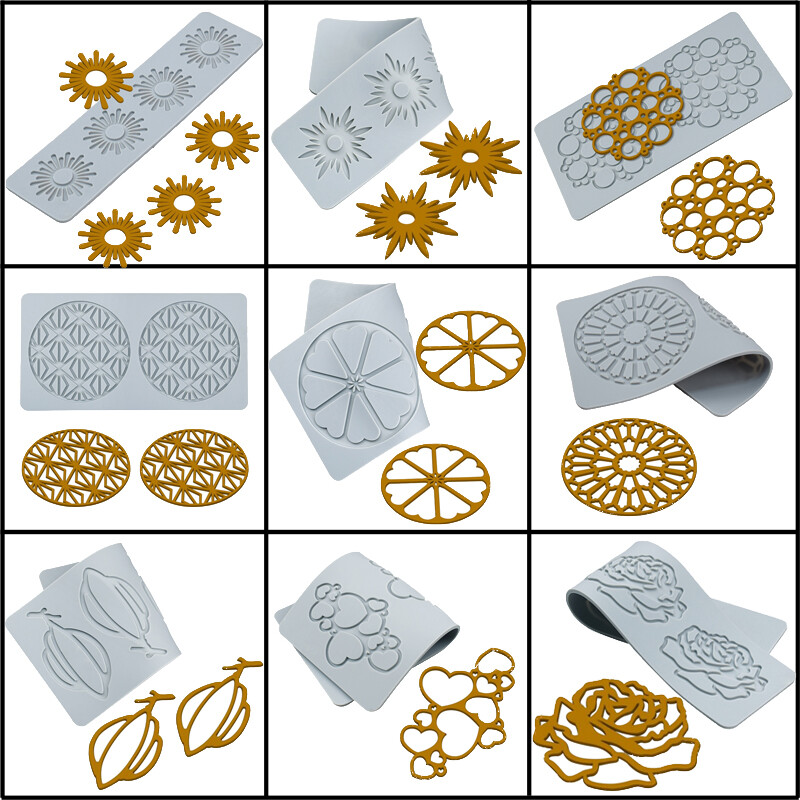 Miếng Silicon Thủ Công Đường Khuôn Trang Trí Viền Kẹo Mềm Thảm Ren Bánh Ngọt Thiết Kế Họa Tiết Hình Học Khuôn Sô Cô La Gumpaste