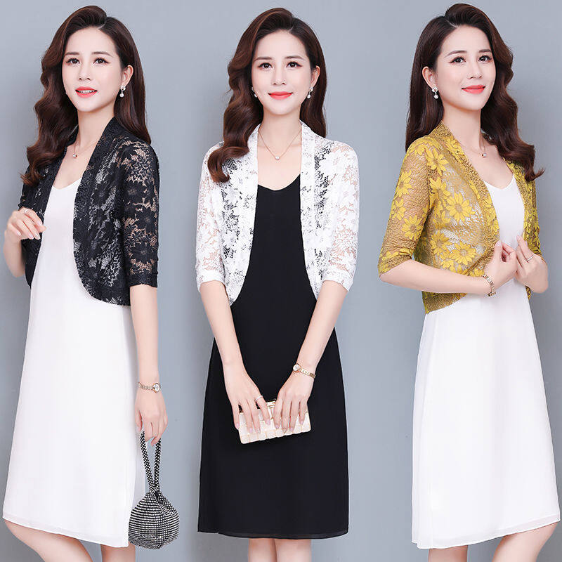 Áo Cardigan Cho Nữ Áo Khoác Ren Hoa Tay Lửng Mùa Hè Mới Ngoại Cỡ Khăn Choàng Thanh Lịch Trang Phục Chống Nắng Cho Nữ Phong Cách Hàn Quốc