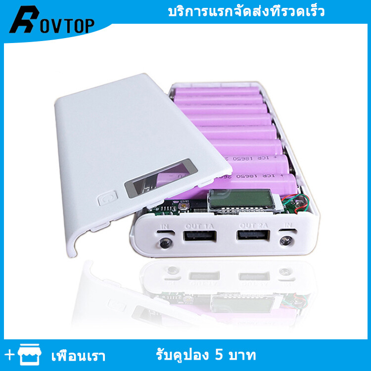 Rovtop Bán Chạy 8 Chiếc Hộp Sạc Dự Phòng LED 2 Đầu Ra USB 18650 Pin Bộ Vỏ Ốp Tự Làm, Sạc Dự Phòng Tự Làm Vỏ Pin 18650 Hộp Đựng Pin Dự Phòng Hộp Sạc Dự Phòng Vỏ Sạc