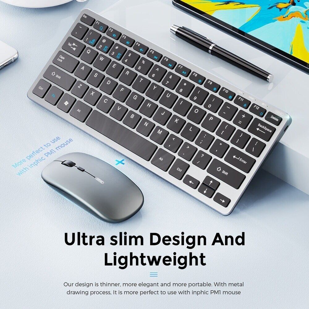 Di động bluetooth 5.0 không dây bộ bàn phím và chuột siêu mỏng đa phương tiện bluetooth và 2.4g usb bàn phím combo chuột cho máy tính xách tay máy tính bảng máy tính xách tay pc