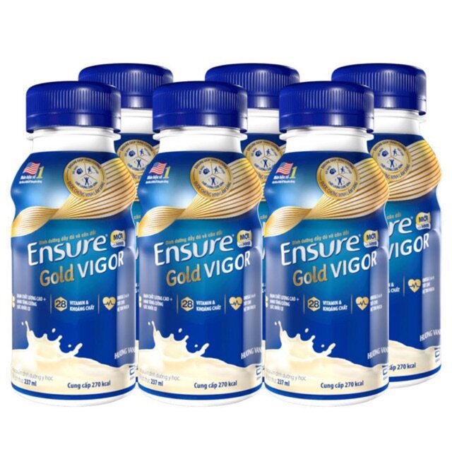 Lốc 6 chai sữa bột pha sẵn ensure gold vigor 237ml