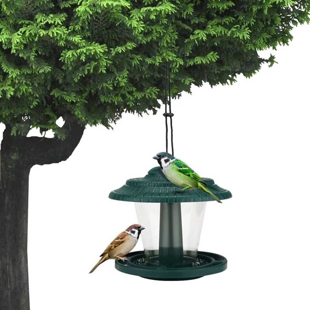Dụng Cụ Cho Chim Hoang Dã Treo Ngoài Trời, Đồ Trang Trí Sân Vườn Ngoài Trời Treo Bằng Nhựa Hình Dạng Gian Hàng Trong Suốt Có Mái, Dụng Cụ Cho Chim Thú Cưng Ăn Không Thấm Nước Có Móc Sắt