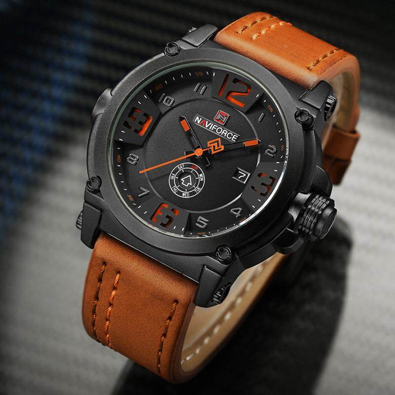 NAVIFORCE Luxury Men's Fashion Quartz Watches Men's Casual Sports Leather Strap Waterproof Watch Automatic Date Creative Men Watch