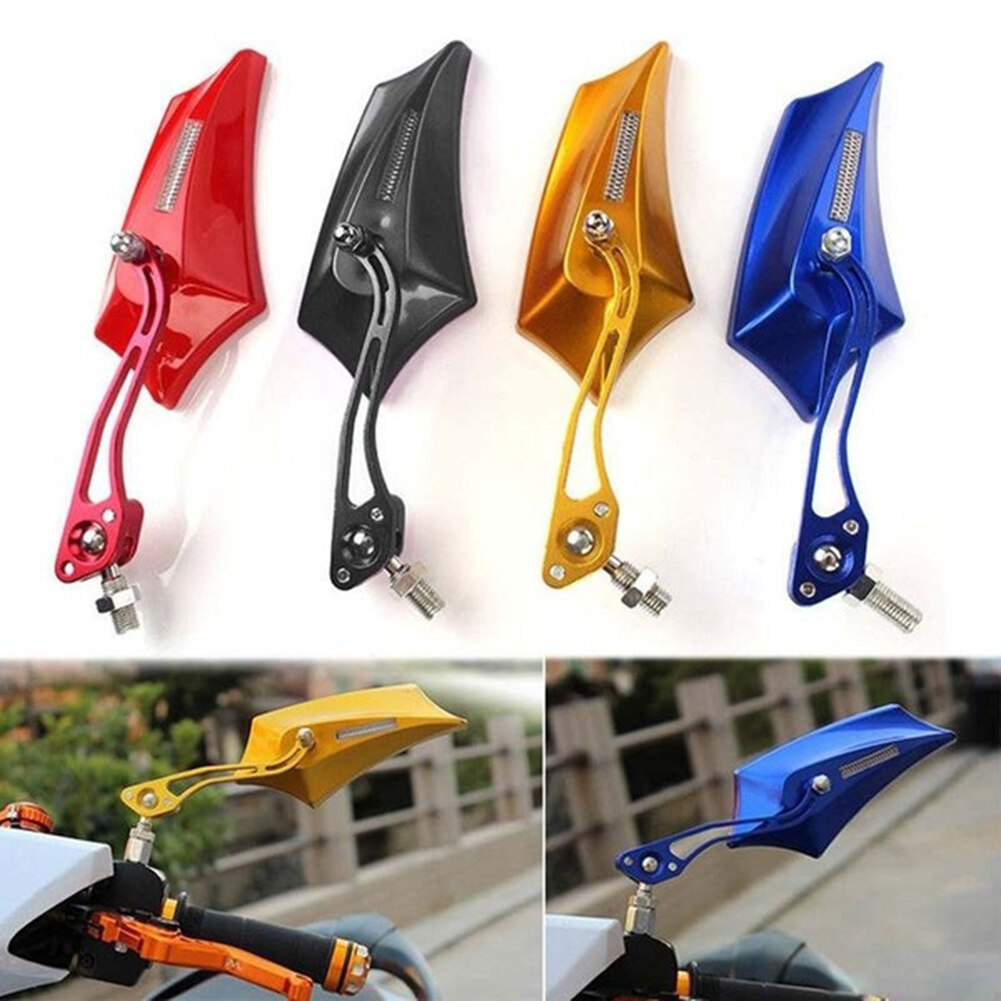 Motorcycle Rearview Mirror Yellow 8mm 10mm Universal Flame Pattern 360 Degree Adjustable Side Rear View Mirrors for Motorcycles Scooters 