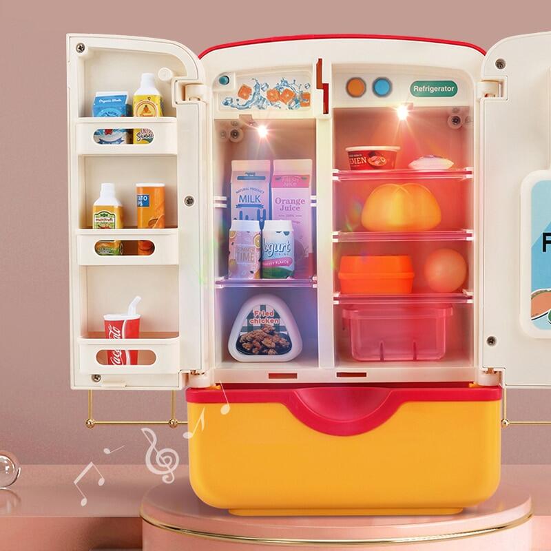 Kids Toy Fridge Refrigerator Accessories With Ice Dispenser Role Playing For Kids Kitchen Food Toys For Girls Boys