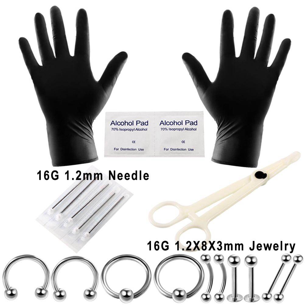 [Free shipping]10-20 Cái/bộ Xỏ Khuyên Bộ Dụng Cụ Kim Bụng Lưỡi Lông Mày Khuyên Môi