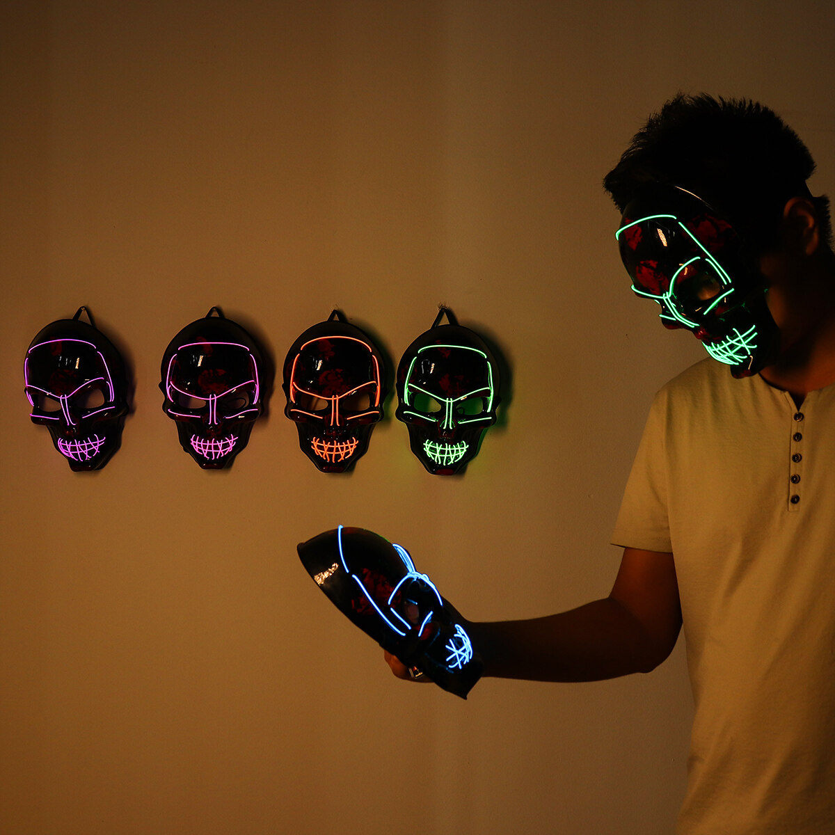 Generic Skeleton False Front EL Wire Light Up Skull False Front For