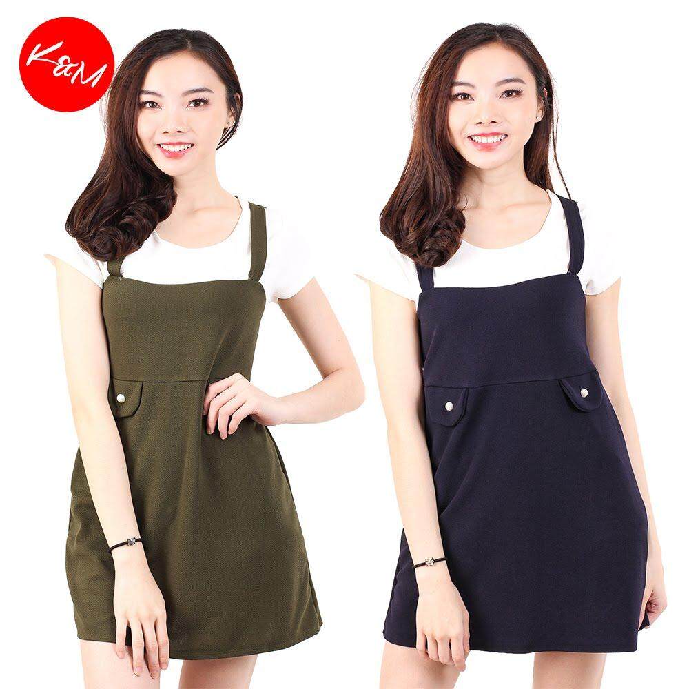 KM Short Sleeves Solid Mini Dress [M677]