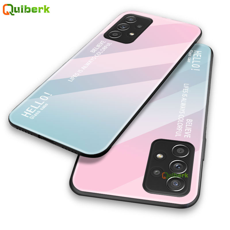 Đối với samsung galaxy a52s 5g cứng gradient kính vỏ trường hợp chống xước vỏ bảo vệ trở lại