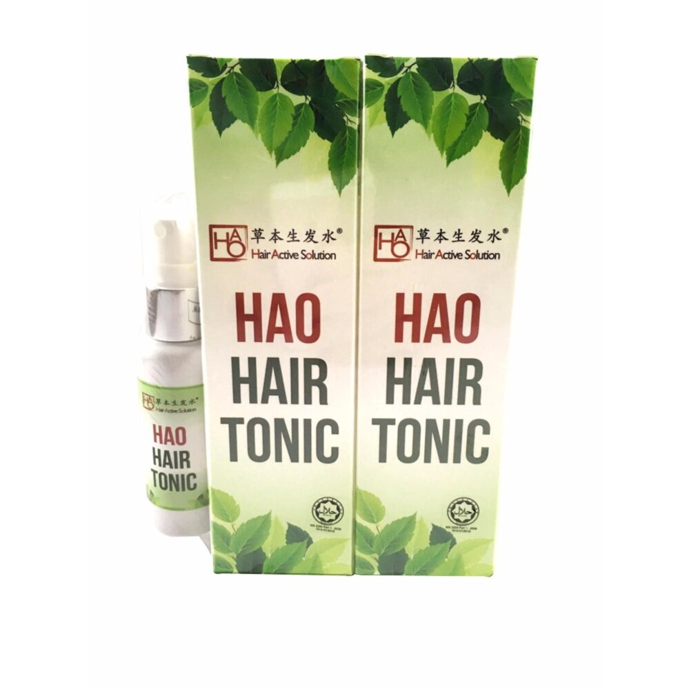 HAO Hair Revitalisation Set - HAO Hair Tonic 100 ml Twin Pack (Halal) & HAO Herbal Hair Shampoo 300ml with ˝Nikkol App-Clev˝