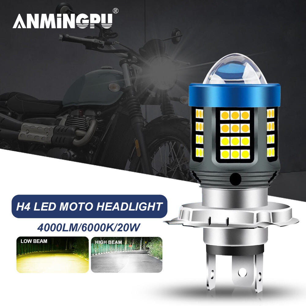 Anmingpu 1 chiếc bóng đèn pha led h4 xe máy đèn pha siêu sáng màu vàng trắng 4000lm 6000k bóng đèn pha led xe hơi mini không dây smd đèn sương mù xe máy 1:1