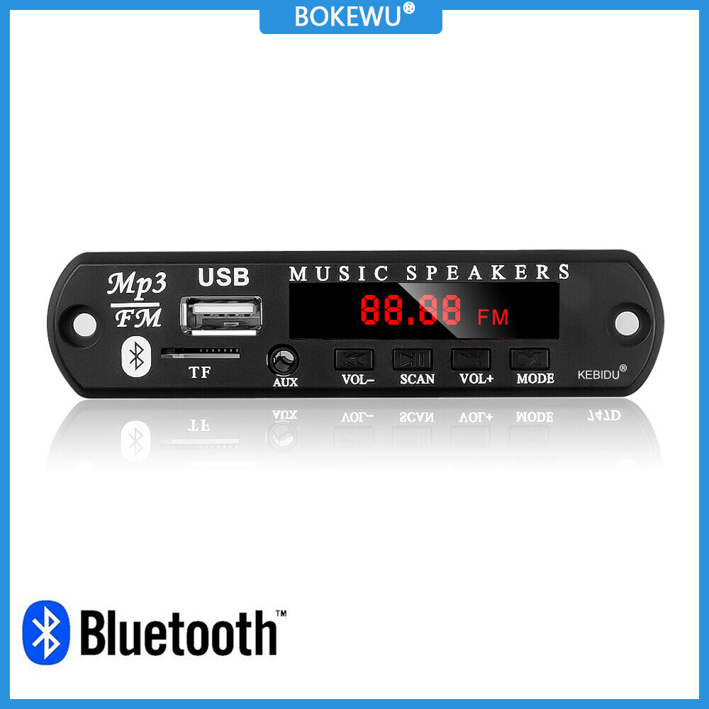 BOKEWU Bảng Mạch Giải Mã MP3 WMA Mô-đun Âm Thanh Bộ Thu Không Dây Bluetooth 5.0 Radio TF USB Máy Nghe Nhạc Trên Xe Hơi Máy Nghe Nhạc MP3 Có Điều Khiển Từ Xa 5V 12V