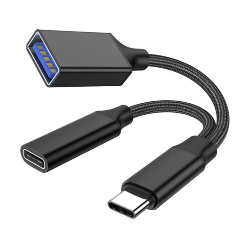 Usb c cáp otg bộ chuyển đổi điện thoại 2 cổng cáp 2 trong 1 usb để loại-c pdcharge-dây
