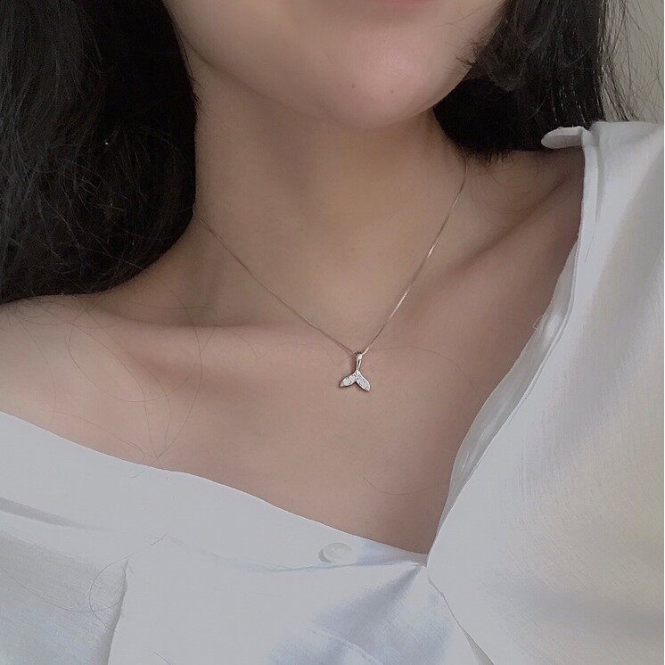 Vòng cổ choker đuôi nàng tiên cá ngọt ngào thời trang vòng cổ zircon mặt dây chuyền rừng đơn giản cho nữ