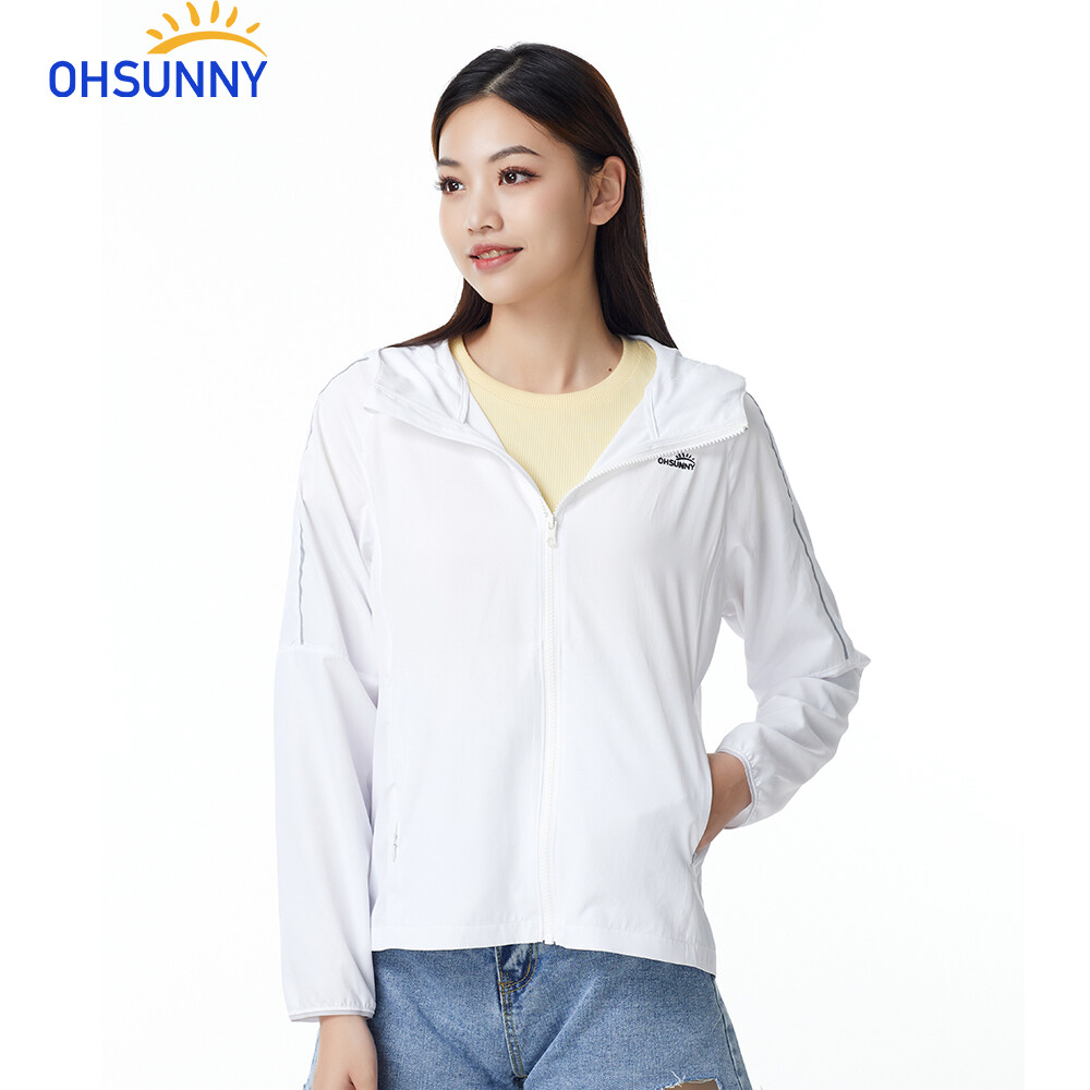 Ohsunny áo khoác có mũ chống nắng chống tia uv mát mẻ thể thao ngoài trời nhẹ thoáng khí cho nữ upf50 +