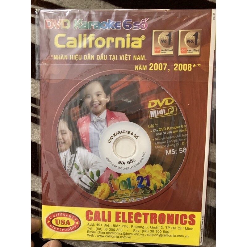 Đĩa Karaoke California vol 21, dùng cho đầu Califonia 6 số