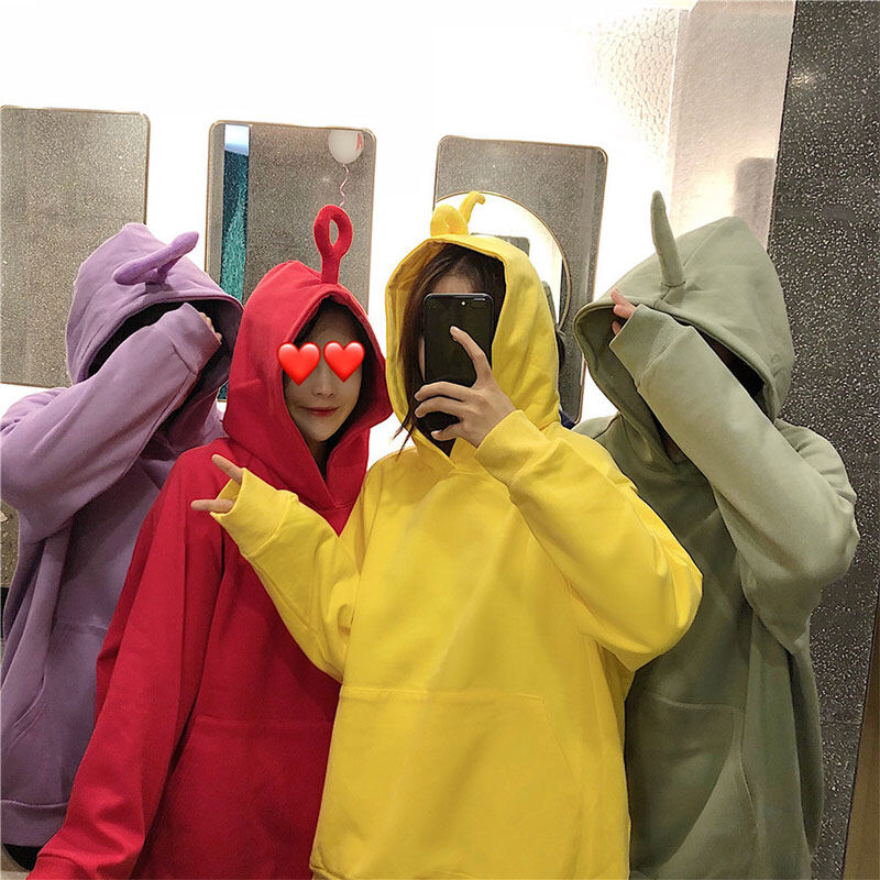 Nick teletubbies áo len áo khoác nữ lông cừu dày dáng rộng