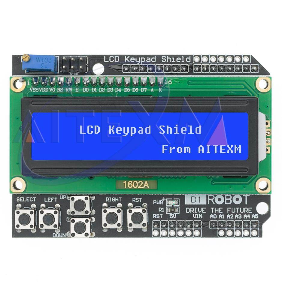 Lcd keypad shield lcd1602 lcd 1602 module hiển thị màn hình xanh dương đối với arduino atmega328 atmega2560 raspberry pi uno