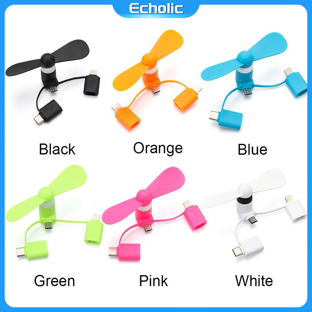 Quạt điện thoại mini 3 trong 1 quạt làm mát cho điện thoại thông minh cổng micro usb type-c quạt mini cầm tay cho điện thoại di động