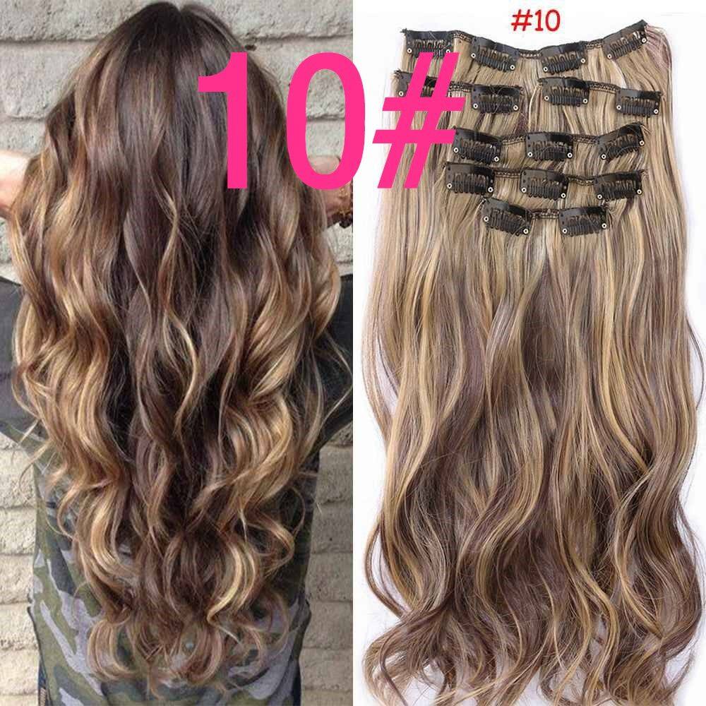 60cm 16 Clip Mở rộng tóc Clip tự nhiên Trên tóc giả Tóc giả tóc thật