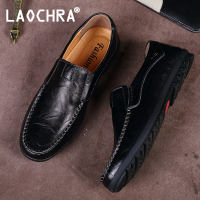 LAOCHRA Casual Shoes For Men Big Size 38-47 Genuine Leather Business Shoes Slip on Black Driving Shoes Fashion Loafers For Men Shoes