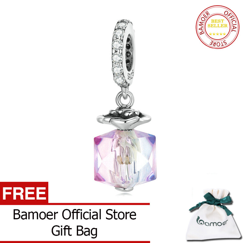 Bamoer mặt dây chuyền hình hoa hồng bằng bạc sterling 925 charm cho nữ làm vòng tay phụ kiện thời trang trang sức scc2312