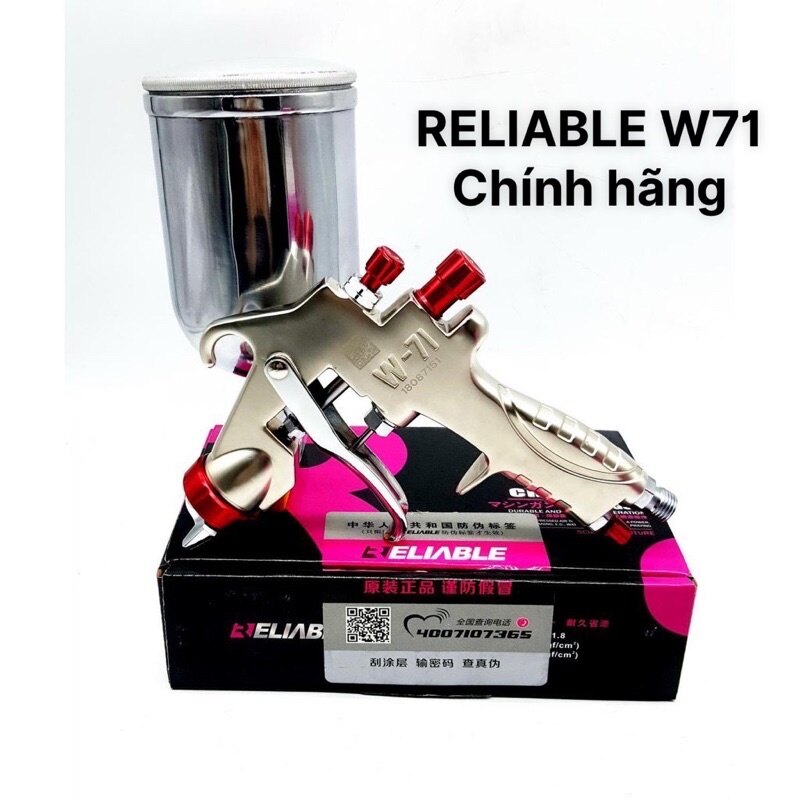 Sung phun sơn reliable w71 chính hãng hàng đài loan đẹp lỗ phun 1.3mm