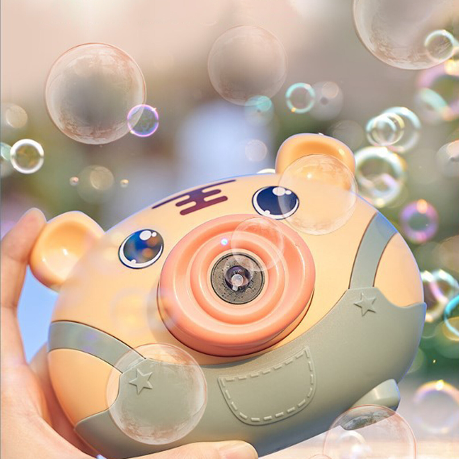 Bubble ของเล่นรูปการ์ตูนใช้งานง่ายพลาสติกเด็กเครื่องเป่าฟองของเล่นสำหรับ GiftLittle Meng หมูเครื่องเป่าฟองกล้องไฟฟ้าสุทธิสีแดงเครื่องเป่าฟองของเล่นเด็ก