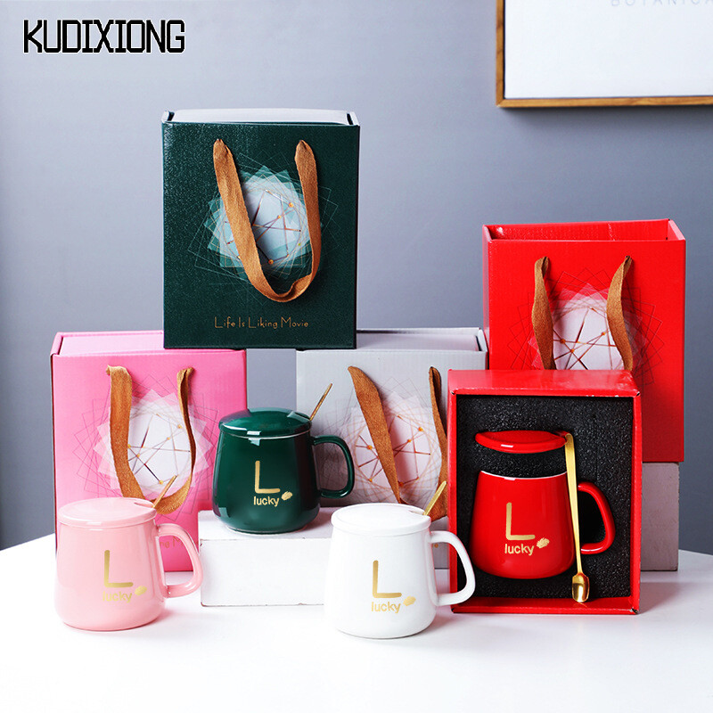 Kudixiong bộ hộp quà tặng cốc nhiệt độ không đổi 55 độ cốc gốm sữa cà phê cốc nước cách nhiệt cốc làm nóng cốc giữ ấm