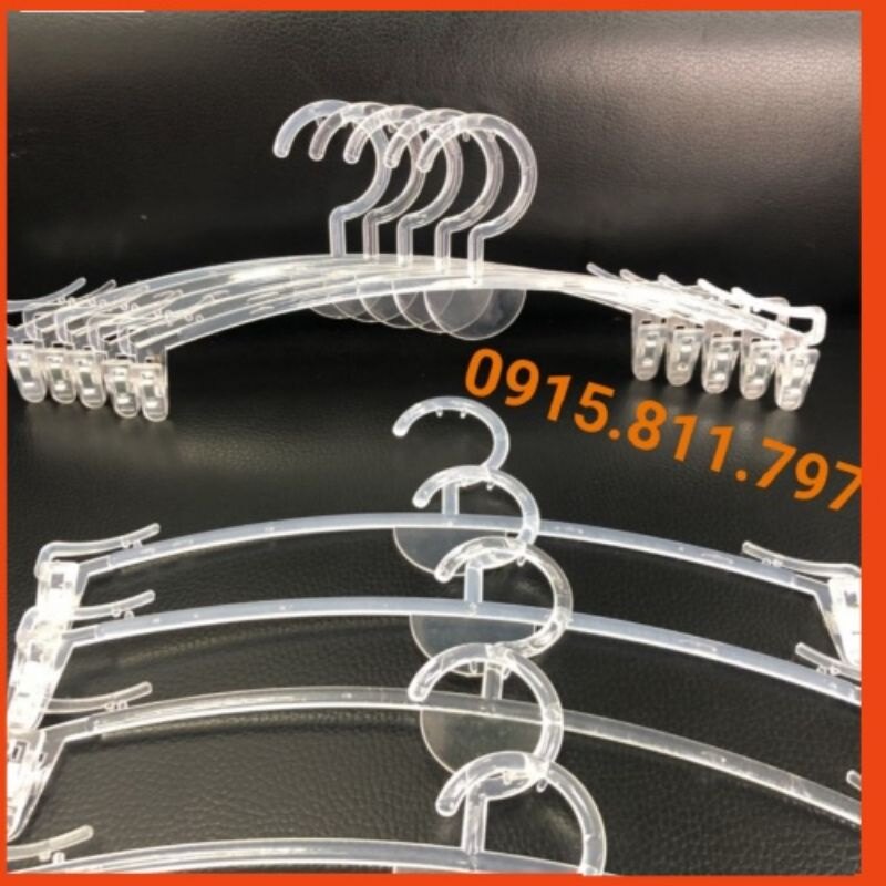 COMBO 10 móc kẹp đồ lót,tất,khăn,váy 2 dây,bra,.. màu trong suốt,kích thước dài 28cm
