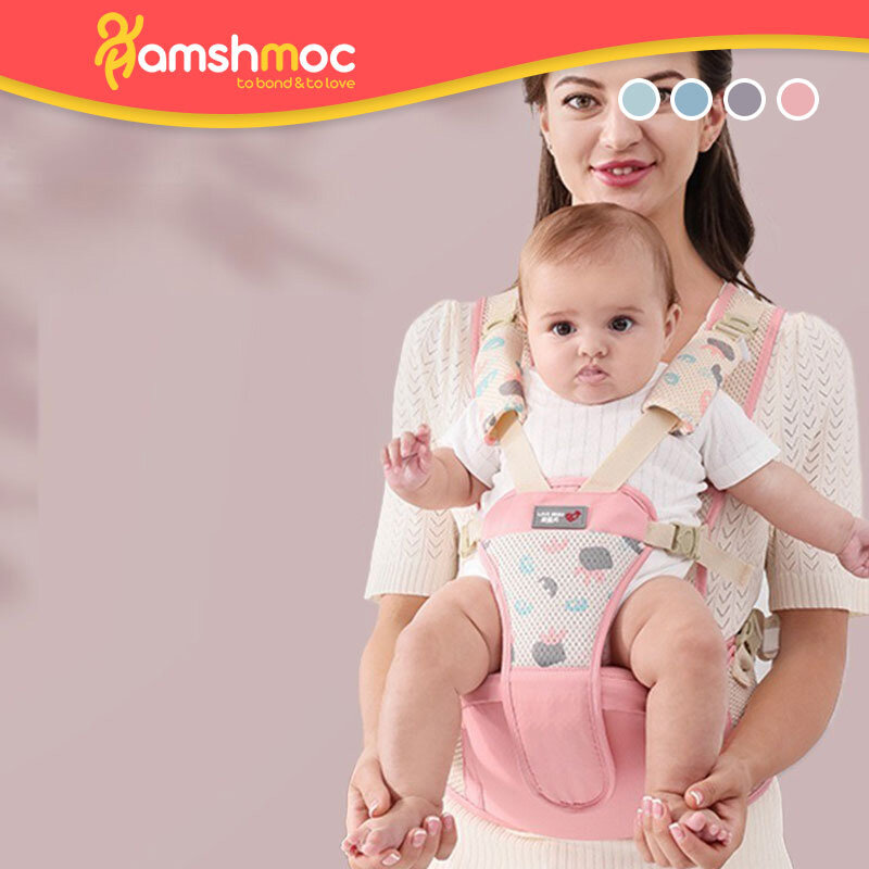 HamshMoc Ergonomic Safety Baby Carrier Backpack 3 In 1 Multifunctional Hipseat Carrier for Infant Newborn Toddler Kid Breathable Comfortable Easy Wear Labor Saving Traveling Bag ราคา 1,101 บาท*ส่งฟรี