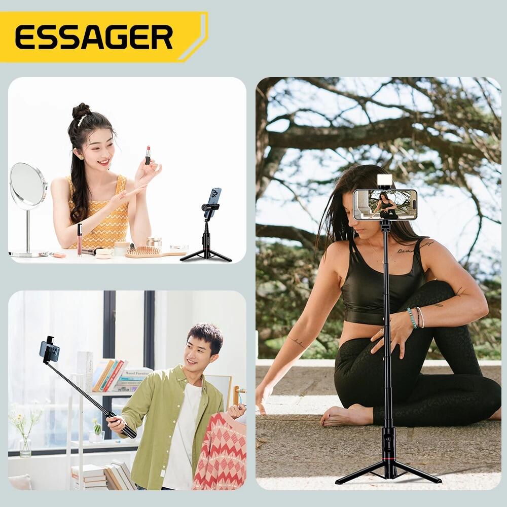 Essager Wireless Bluetooth Selfie Stick with Fill Light Portable