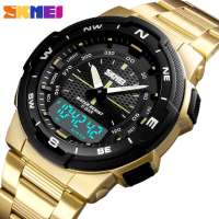 SKMEI Watch Fashion Mens Sport Watches Double Time Stopwatch Chronograph Sports Wristwatch Men Alarm Clock Mens Stainless Steel Watch