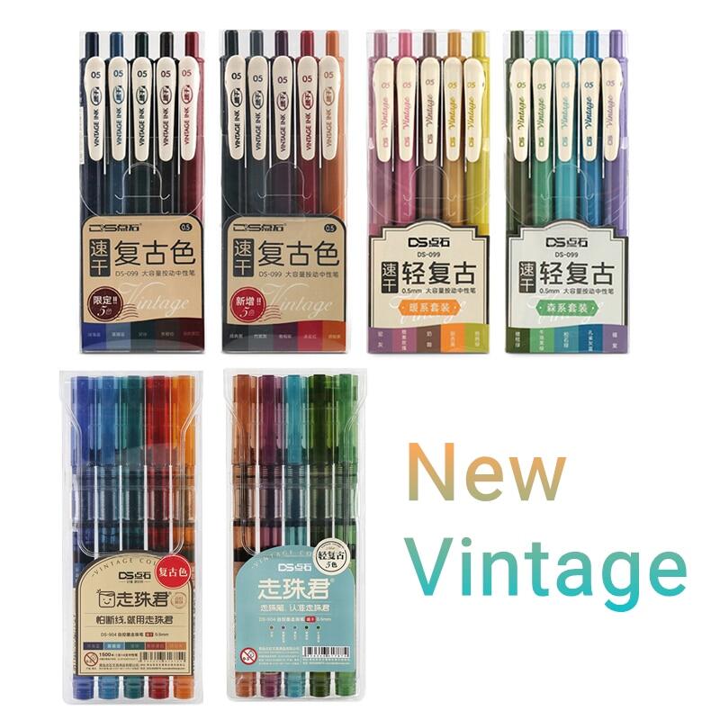 20 chiếc bút gel cổ điển mới bút học sinh 0.5mm trơn mực màu thiết kế retro để viết đồ dùng văn phòng phẩm