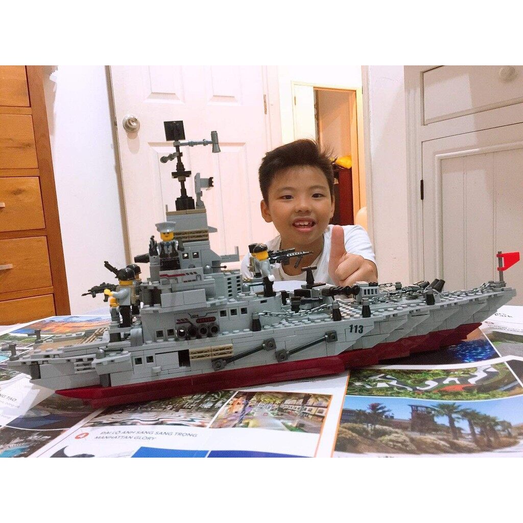 [1005 CHI TIẾT - DÀI 45CM] BỘ ĐỒ CHƠI LẮP GHÉP CHIẾN HẠM TUẦN DƯƠNG, LEGO TÀU THUYỀN CHIẾN BẢO VỆ BỜ BIỂN