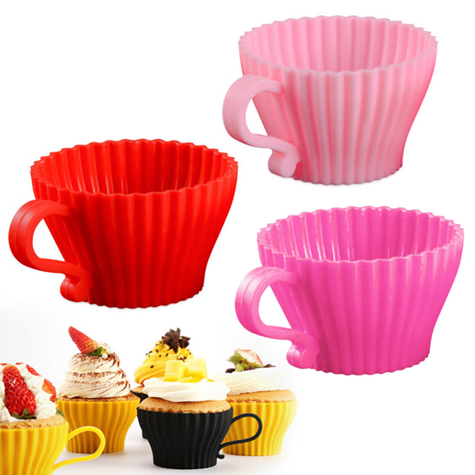 Cốc Làm Bánh Bằng Silicon Khuôn Nướng Bánh Cupcake Cốc Nướng Bánh Cupcake Tự Làm Trang Trí Đa Năng Chống Dính Chịu Nhiệt Dùng Được Nhiều Lần Dụng Cụ Nhà Bếp Để Làm Bánh Cupcake Sáng Tạo