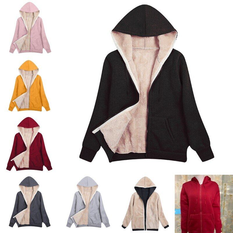 2023 lông cừu mùa thu đông Áo nỉ Hoodies kéo khóa cho Nữ lên áo khoác quá khổ S-5XL sang trọng Áo Khoác Nữ ấm đống Tops Fluff Áo khoác hot2023