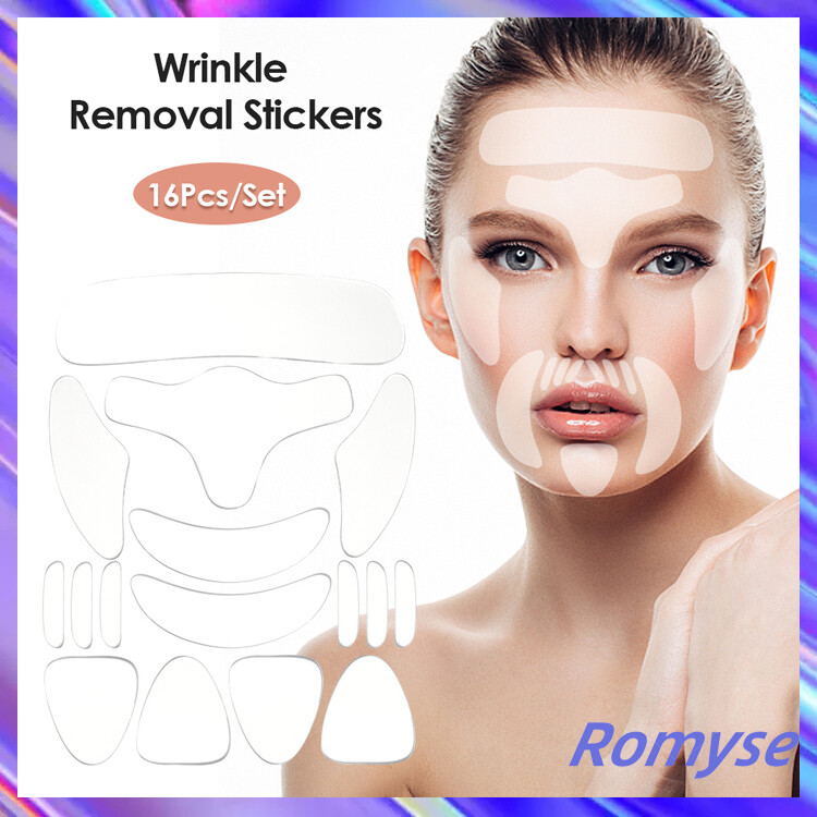 Romyse 16 Miếng Dán Loại Bỏ Nếp Nhăn Bằng Silicon Tái Sử Dụng Được, Miếng Dán Cằm Trán Má Chống Nếp Nhăn Miếng Xóa Nếp Nhăn Miếng Dán Mắt Mặt Miếng Dán Chăm Sóc Nâng Cơ Mặt Dụng Cụ Làm Đẹp Chống Lão Hóa