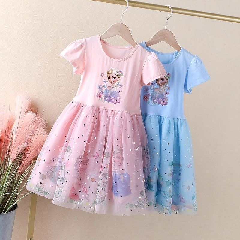 Váy công chúa váy biểu diễn cho bé gái váy lưới cotton đông lạnh váy tutu elsa anna quần áo trẻ em bé gái