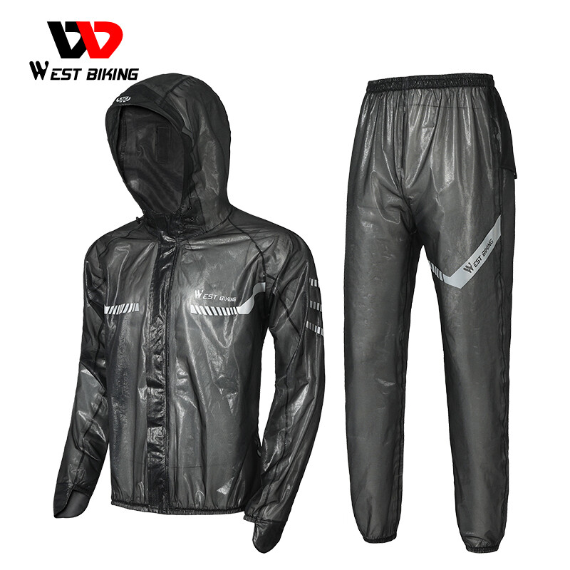 WEST Đi Xe Đạp Áo Mưa Đạp Xe Áo Mưa Rời Tay Dài Áo Mưa Đạp Xe Thoáng Khí Chống Mưa Có Hoa Văn Phản Quang Và Vành