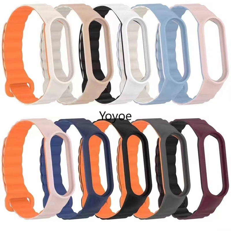 Đồng hồ nam châm dây đeo cho Xiaomi Mi Band 8 7 6 5 4 3 Vòng đeo tay vòng tay silicon cho miband 3/4 NFC band5 band6 Phụ kiện dây đeo đồng hồ thông minh