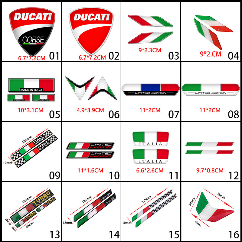 Logo Nhãn Dán Ducati Đề Can Ý-Gel Nhựa 3D Xe Máy