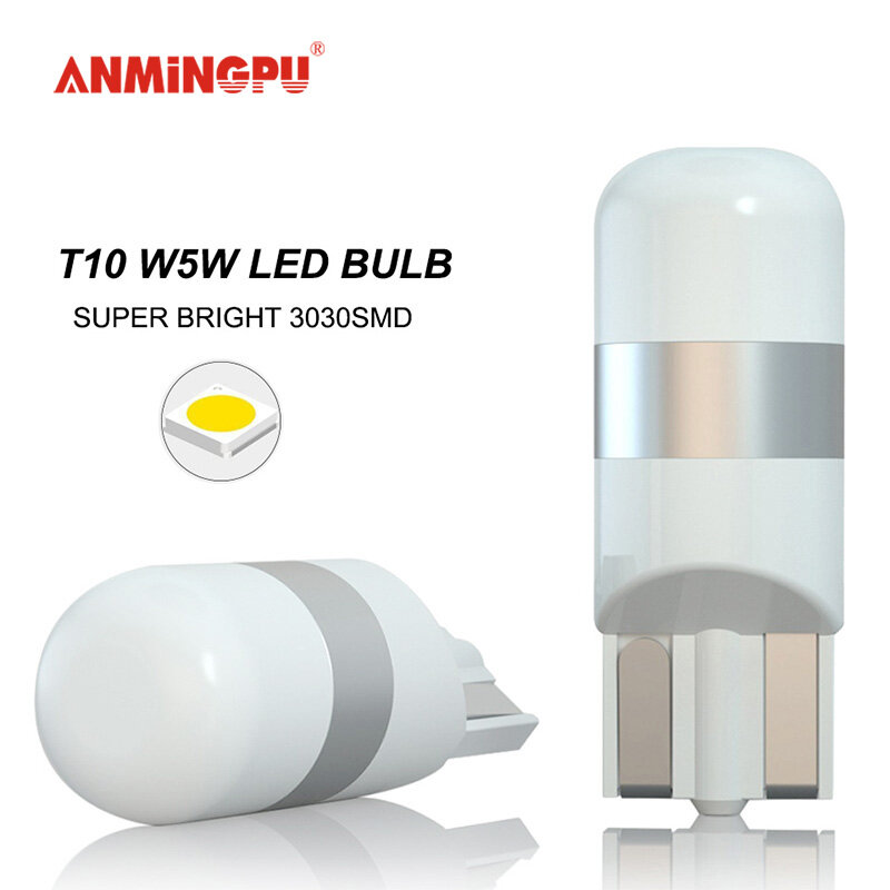 ANMINGPU Ánh Sáng Mờ Led T10 Canbus 3030SMD W5W Led Bóng Đèn, Đèn Rọi Xe Máy Ô Tô Đèn Led Đọc Sách Nội Thất, Trắng 12V