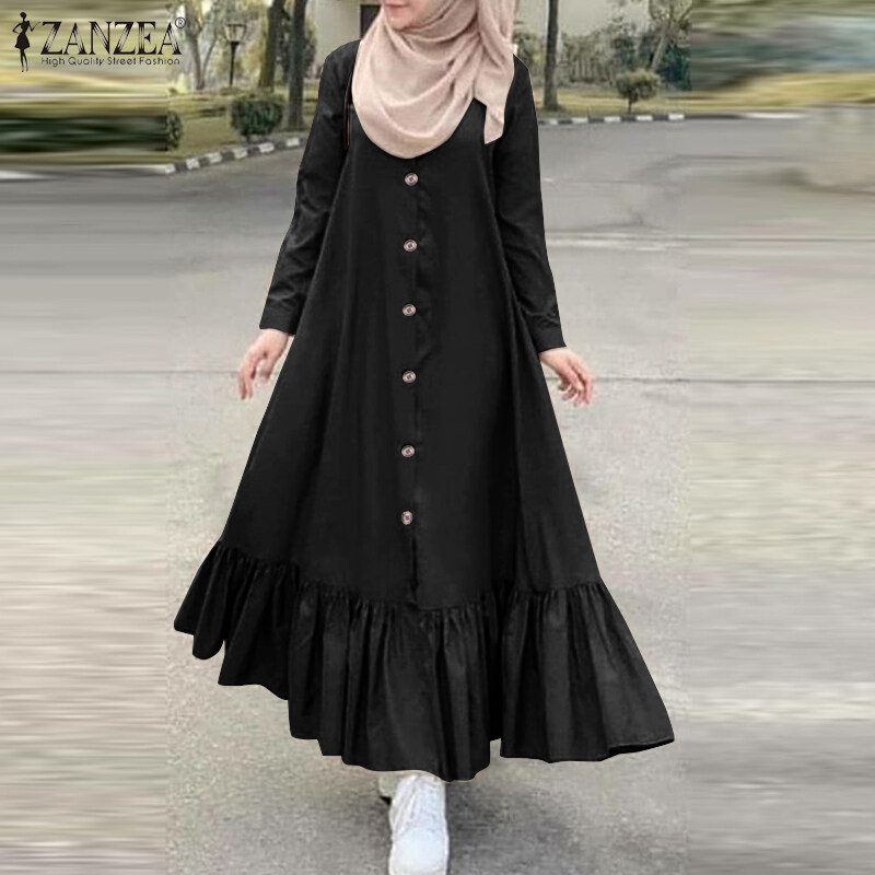 HijabFab ZANZEAชุดเดรสแมกซี่สำหรับผู้หญิง,ชุดคาฟตานชุดคลุมยาวทรงเอไลน์ขนาดใหญ่พิเศษใส่สบาย