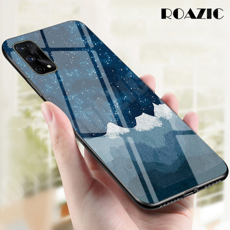 ROAZIC For Realme 7 7 Pro Phone Case Gradient Starry Luxury Slim Tempered